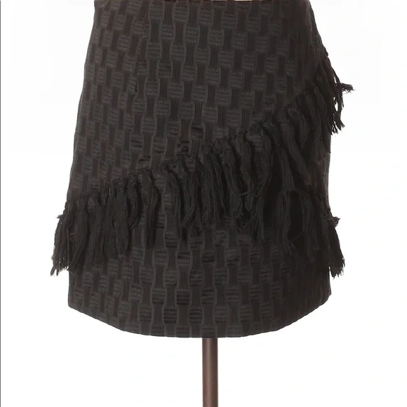 Wayf Black Tassel Fringe Textured Patterned Mini Skirt Small - Picture 3 of 9